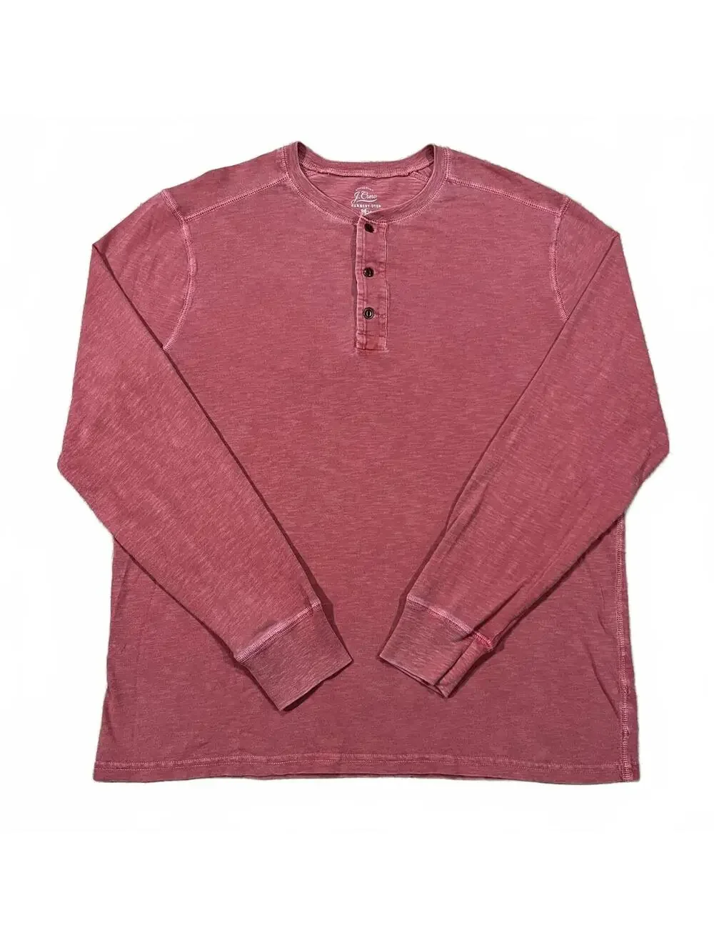 J.Crew Mens Garment Dyed Red Long Sleeve Henley T Shirt Size XL